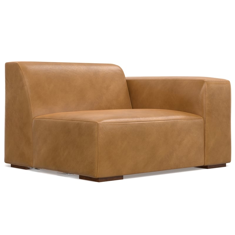 Pemberly Row Left Corner Sectional Sofa & Ottoman in Sienna Leather