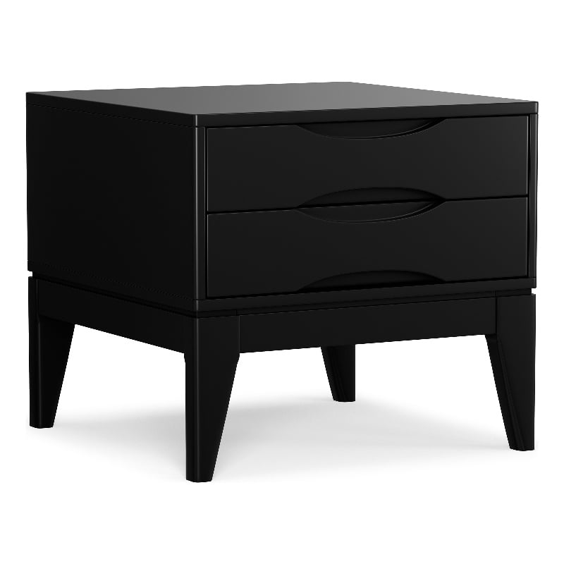 Pemberly Row 22 inch Wide Solid Wood Mid Century End Table in Black