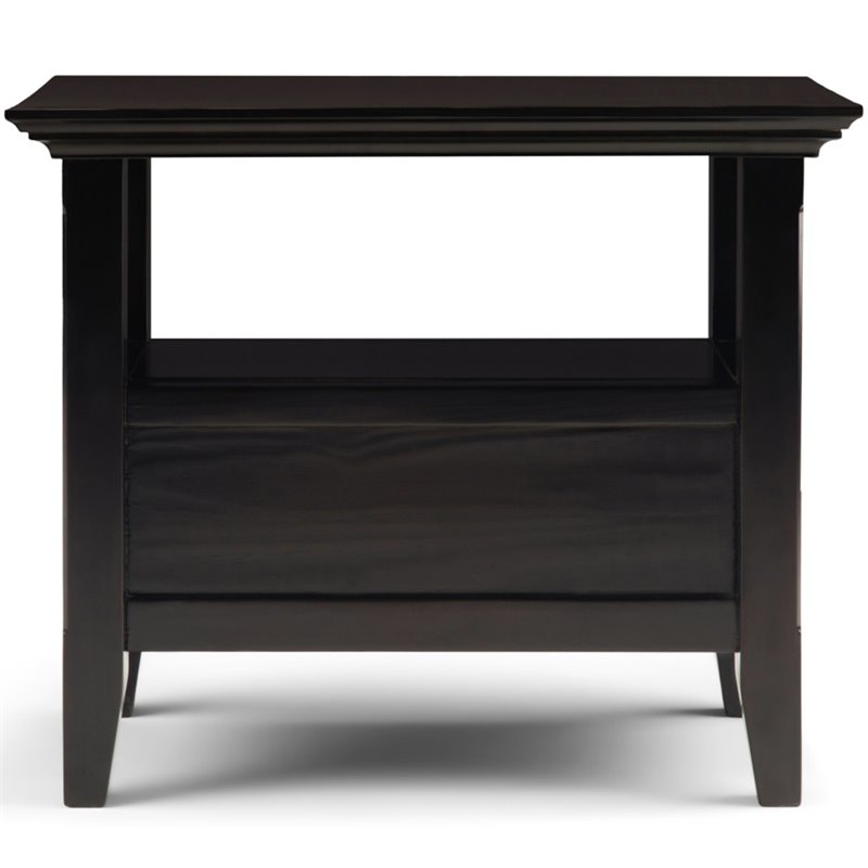 Pemberly Row Solid Wood Narrow End Table with Storage in Hickory Brown