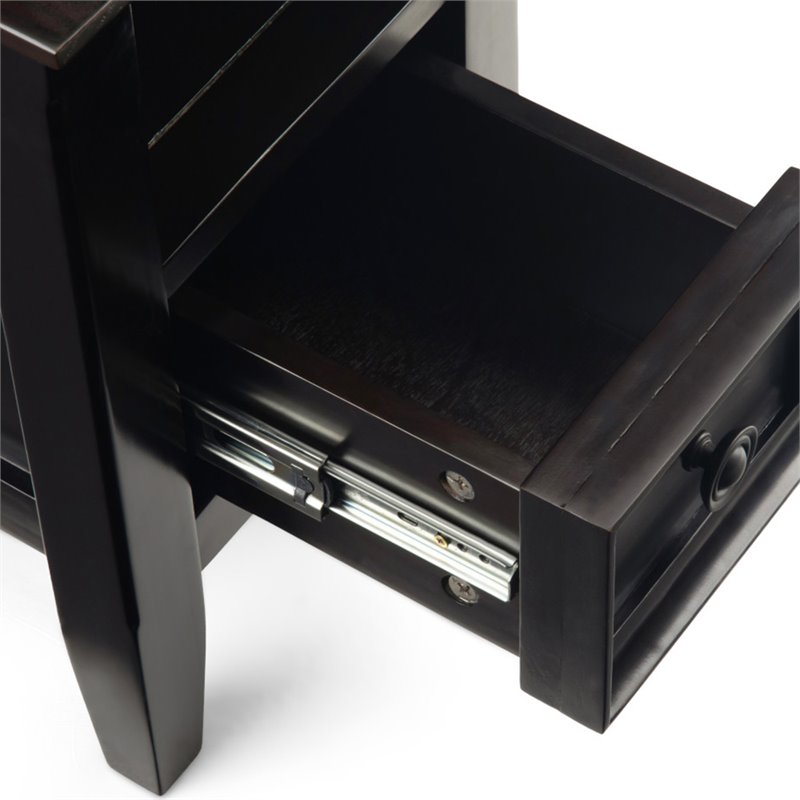 Pemberly Row Solid Wood Narrow End Table with Storage in Hickory Brown