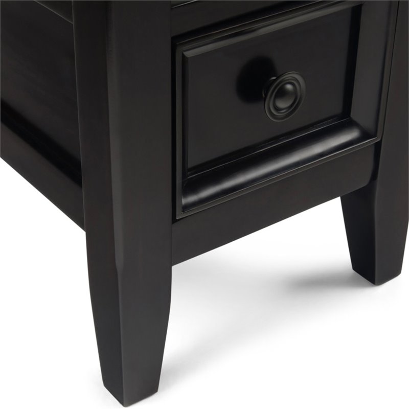 Pemberly Row Solid Wood Narrow End Table with Storage in Hickory Brown