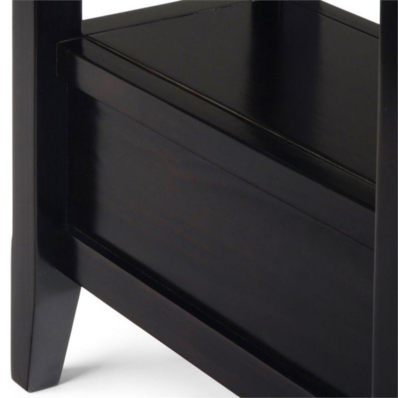 Pemberly Row Solid Wood Narrow End Table with Storage in Hickory Brown