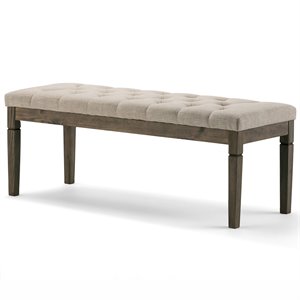 Pemberly Row 48&quot Tufted Ottoman Bench in Natural Linen Look Fabric