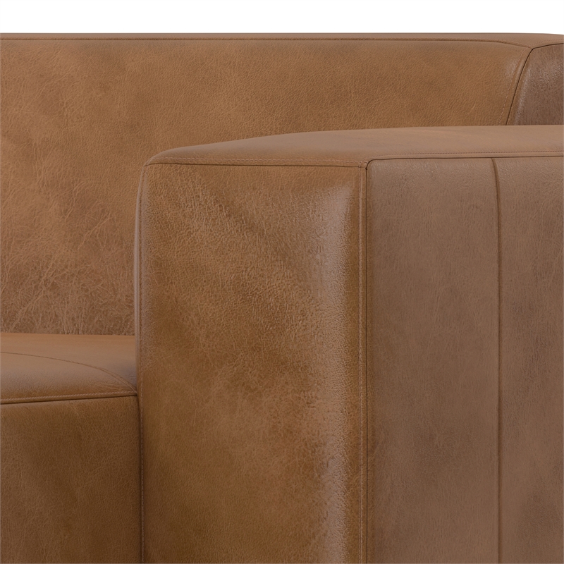 Pemberly Row Right Chaise Sofa Module in Caramel Brown Leather