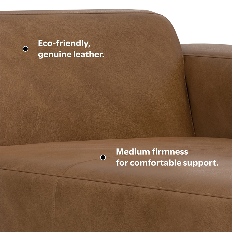 Pemberly Row Right Chaise Sofa Module in Caramel Brown Leather