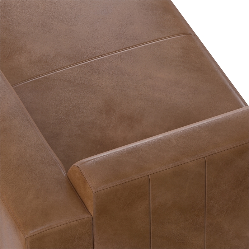 Pemberly Row Right Chaise Sofa Module in Caramel Brown Leather