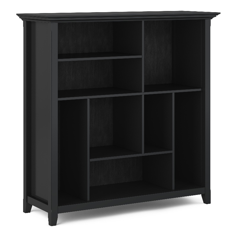 Pemberly Row Solid Wood 44 inch Transitional 8-Cube Bookcase in Black