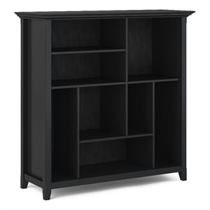 Pemberly Row Solid Wood 44 inch Transitional 8-Cube Bookcase in Black