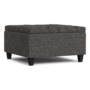 Pemberly Row 30&quot Coffee Table Storage Ottoman in Ebony Tweed Look Fabric