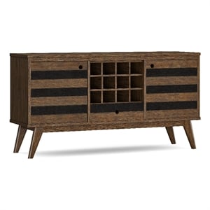 Pemberly Row 60&quot Sideboard with Wine Storage in Rustic Natural Aged Brown