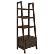 Pemberly Row 4-Shelf Ladder Bookcase with Drawers in Medium Saddle Brown