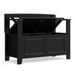 Pemberly Row Solid Wood 36 inch Entryway Storage Bench in Black