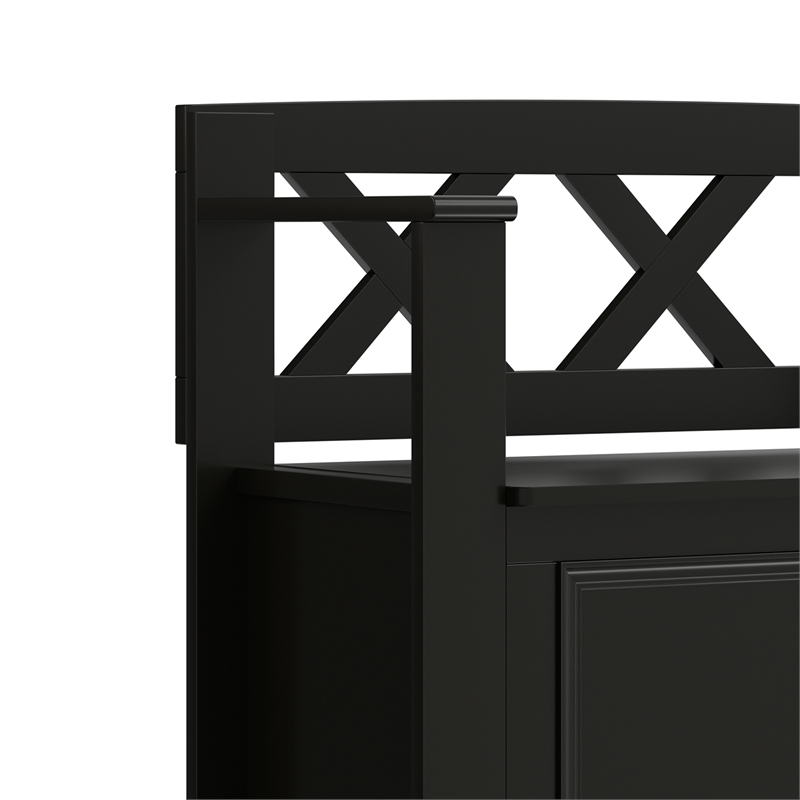 Pemberly Row Solid Wood 36 inch Entryway Storage Bench in Black