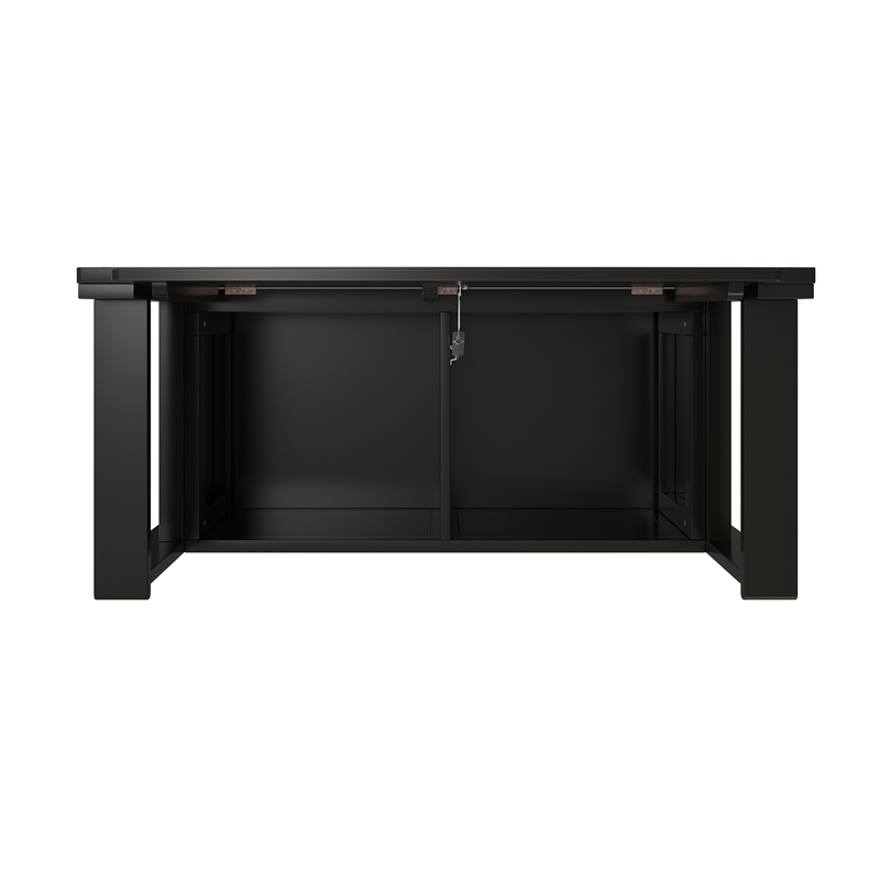 Pemberly Row Solid Wood 36 inch Entryway Storage Bench in Black