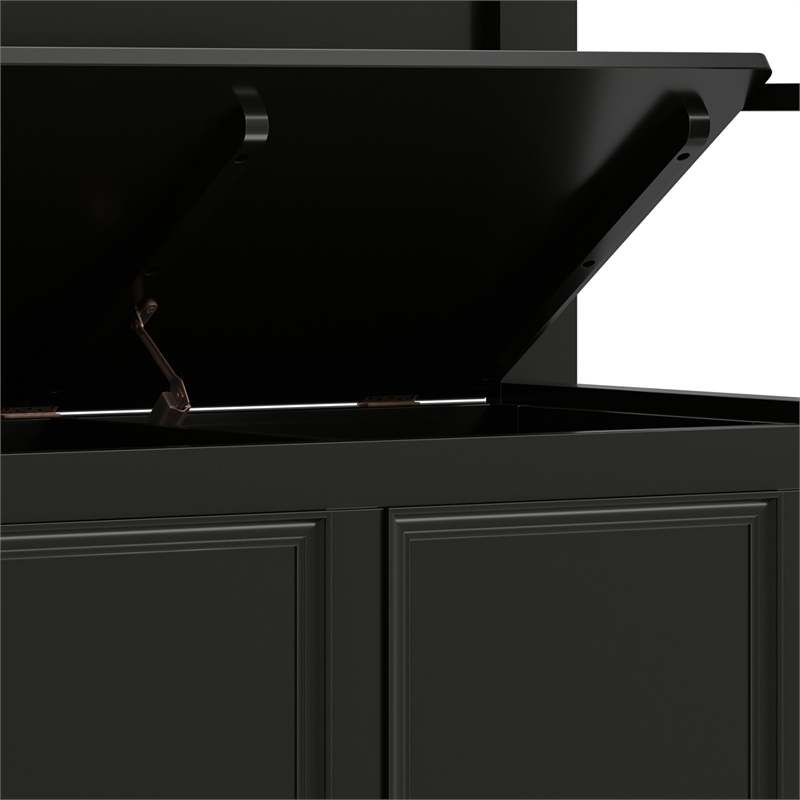 Pemberly Row Solid Wood 36 inch Entryway Storage Bench in Black