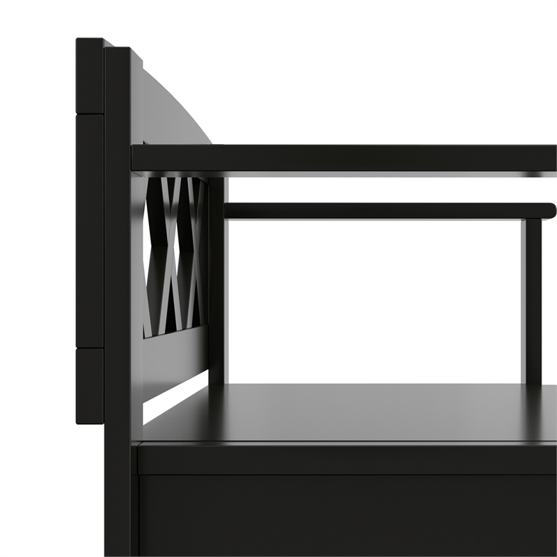 Pemberly Row Solid Wood 36 inch Entryway Storage Bench in Black