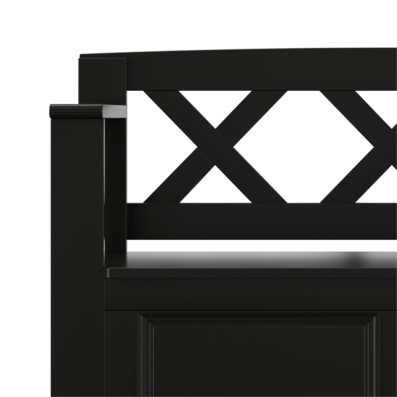Pemberly Row Solid Wood 36 inch Entryway Storage Bench in Black