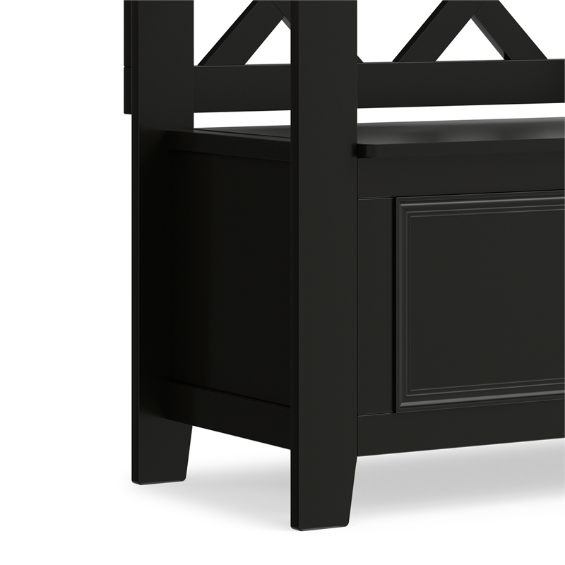 Pemberly Row Solid Wood 36 inch Entryway Storage Bench in Black