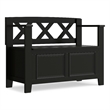 Pemberly Row Solid Wood 36 inch Entryway Storage Bench in Black