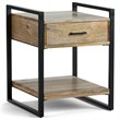 Pemberly Row Solid Mango Wood and Metal End Table in Natural