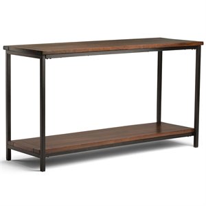 Pemberly Row 54&quot Mango Wood Console Sofa Table in Dark Cognac Brown