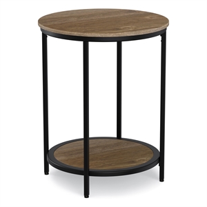 Pemberly Row Industrial 18&quot Metal Round Accent Side Table in Warm Gray