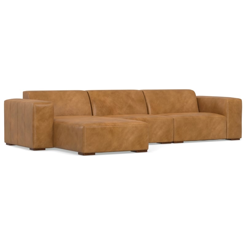 Pemberly Row Left-Facing Modular Sectional Sofa in Sienna Leather