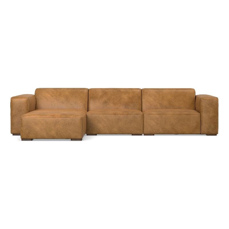 Pemberly Row Left-Facing Modular Sectional Sofa in Sienna Leather