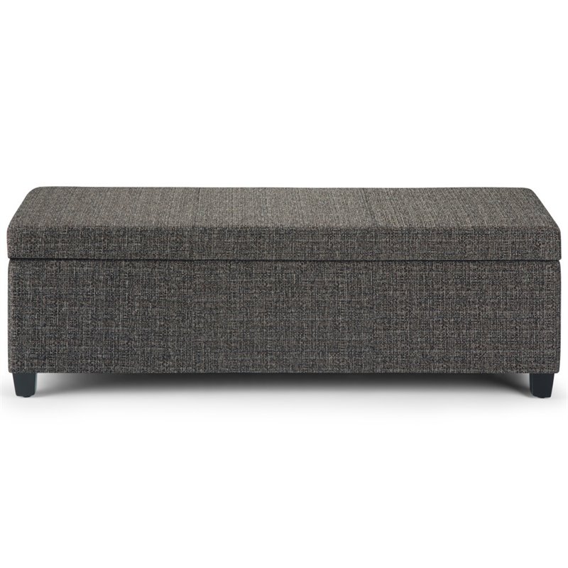 Pemberly Row Upholstered Rectangle Storage Ottoman Bench in Dark Gray