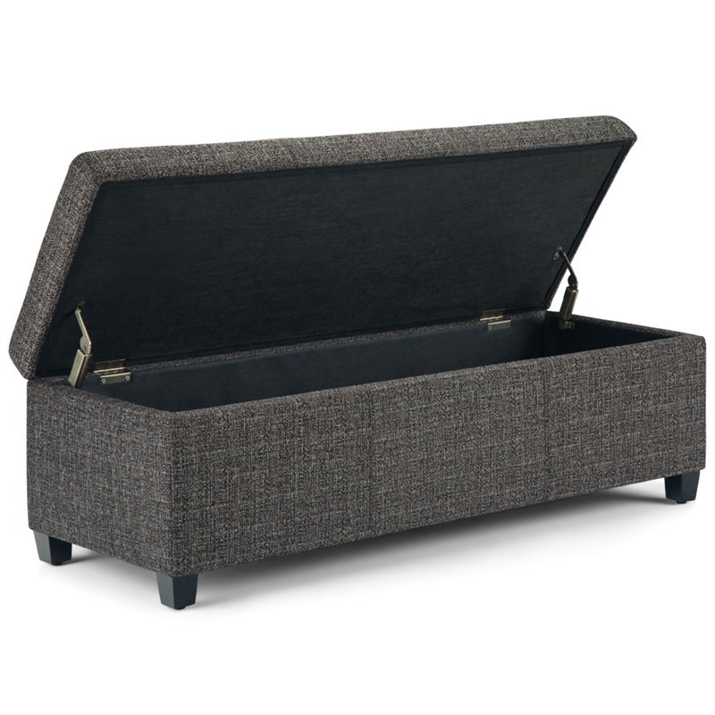 Pemberly Row Upholstered Rectangle Storage Ottoman Bench in Dark Gray