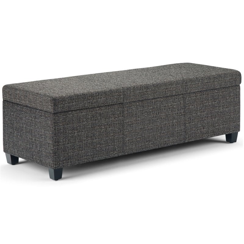 Pemberly Row Upholstered Rectangle Storage Ottoman Bench in Dark Gray