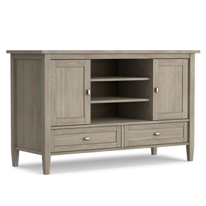 Pemberly Row Wood 47&quot TV Media Stand in Distressed Gray for TVs up to 50&quot