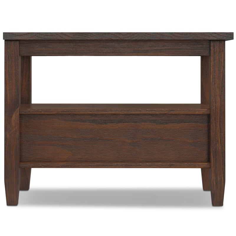 Pemberly Row Solid Wood Side Table in Distressed Charcoal Brown