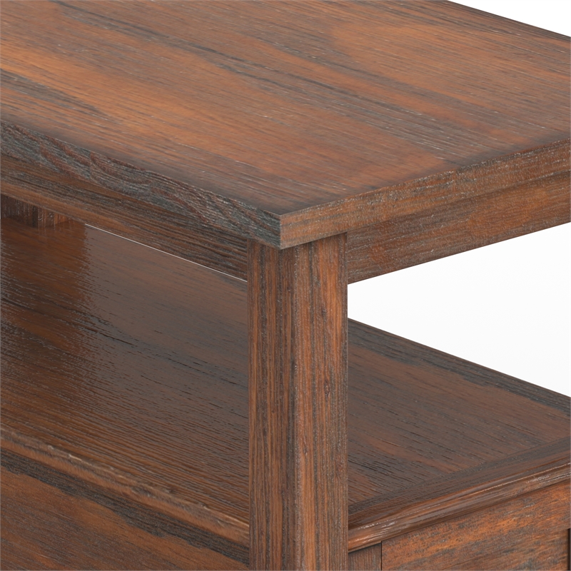Pemberly Row Solid Wood Side Table in Distressed Charcoal Brown