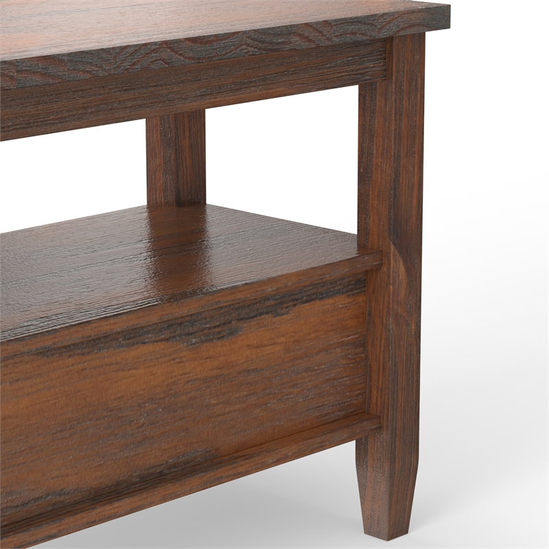 Pemberly Row Solid Wood Side Table in Distressed Charcoal Brown