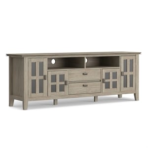 Pemberly Row Wood 72&quot TV Media Stand in Distressed Gray for TVs up to 80&quot