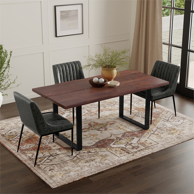 Pemberly Row 72 x 36 inch Rectangle Live Edge Dining Table in Dark Walnut