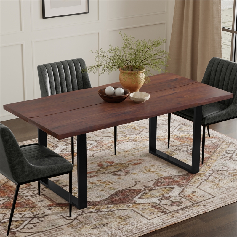 Pemberly Row 72 x 36 inch Rectangle Live Edge Dining Table in Dark Walnut
