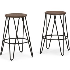 Pemberly Row 26&quot Industrial Counter Stool Set of 2 in Cocoa and Black