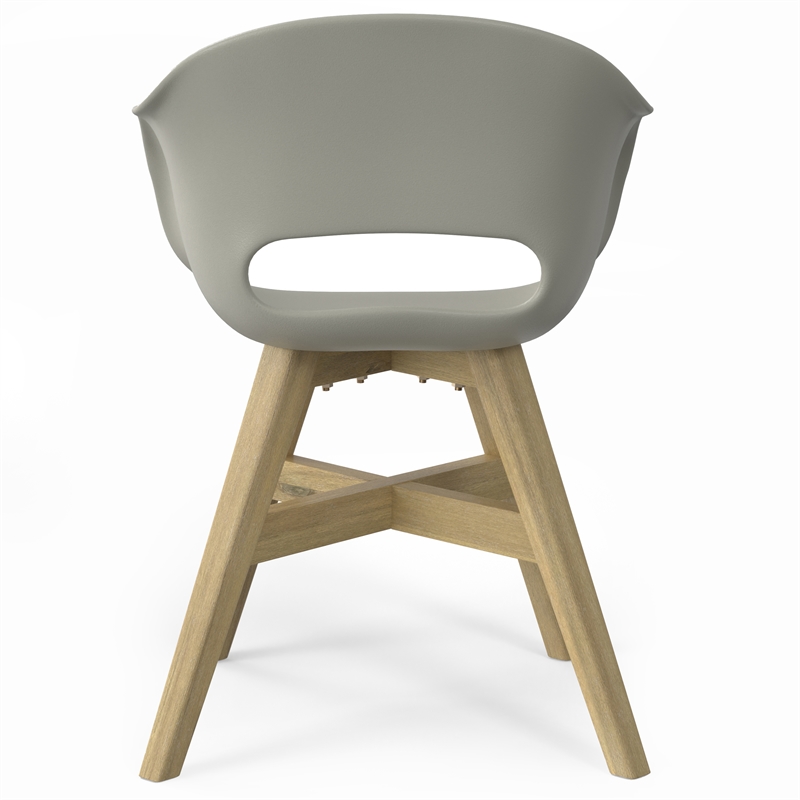 Pemberly Row Acacia and Plastic Outdoor Dining Chair Set of 2 in Taupe