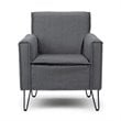 Pemberly Row Solid Wood Accent Chair with Hairpin Legs in Slate Gray