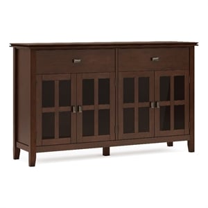 Pemberly Row 60&quot Solid Wood 4-Door Sideboard Buffet in Russet Brown