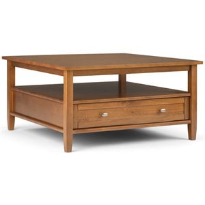 Pemberly Row Wood 36&quot Square Coffee Table in Light Golden Brown