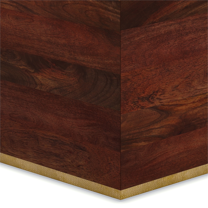Pemberly Row 28 inch Wide Solid Mango Square Coffee Table in Cognac Brown