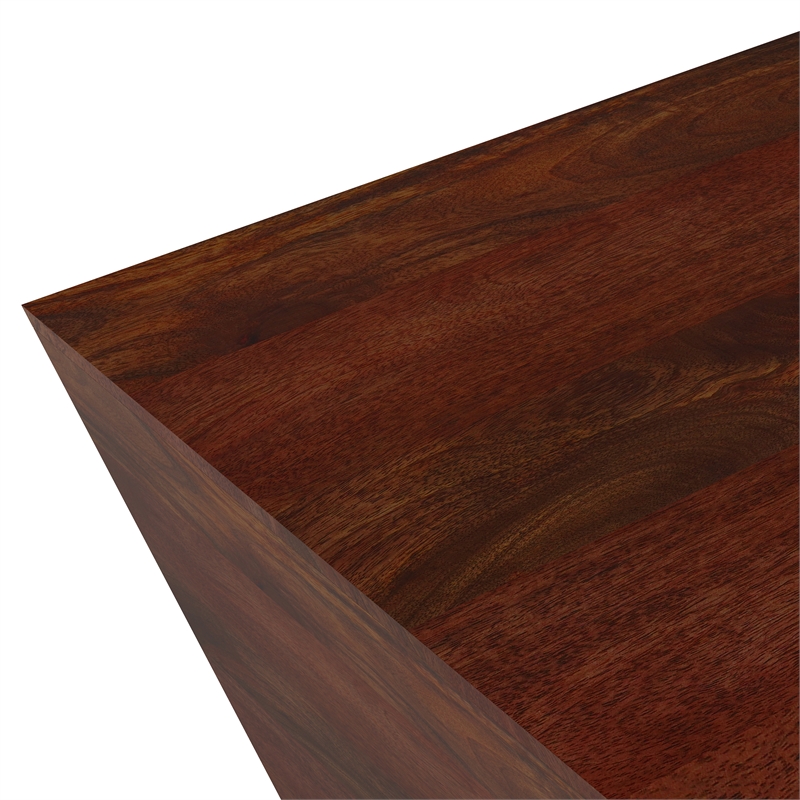 Pemberly Row 28 inch Wide Solid Mango Square Coffee Table in Cognac Brown
