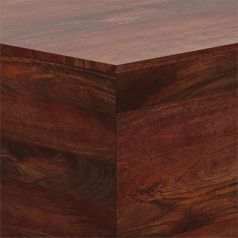 Pemberly Row 28 inch Wide Solid Mango Square Coffee Table in Cognac Brown