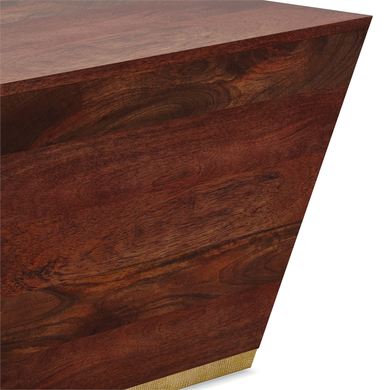 Pemberly Row 28 inch Wide Solid Mango Square Coffee Table in Cognac Brown