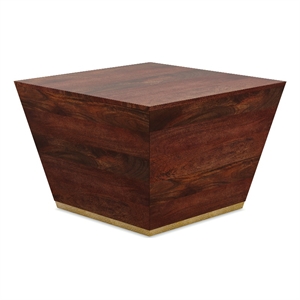 Pemberly Row 28 inch Wide Solid Mango Square Coffee Table in Cognac Brown