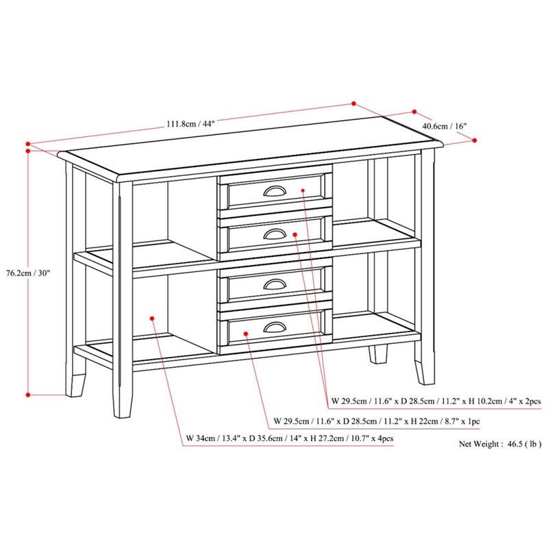 Pemberly Row Solid Wood 44