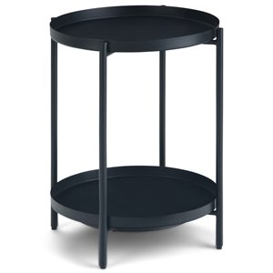 Pemberly Row Industrial 17&quot Metal End Table with Tray Top in Black